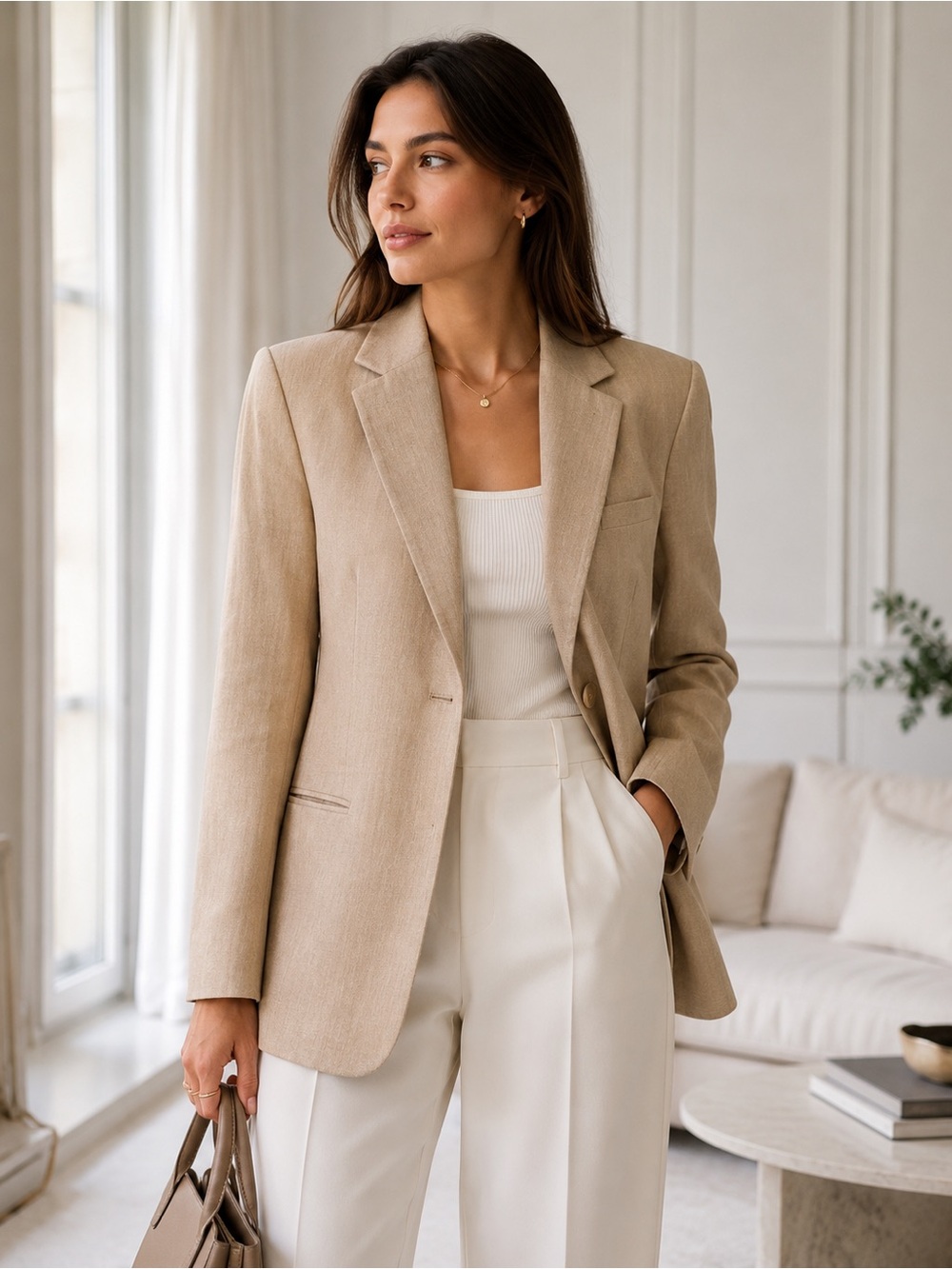 Sandro Paris Robanne Linen Blend Blazer NWT Beige Size 38